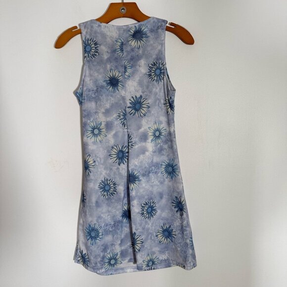 Y2K Blue Floral Mini Dress 90s Boho Fairy Soft Girl Vintage S - Picture 4 of 10
